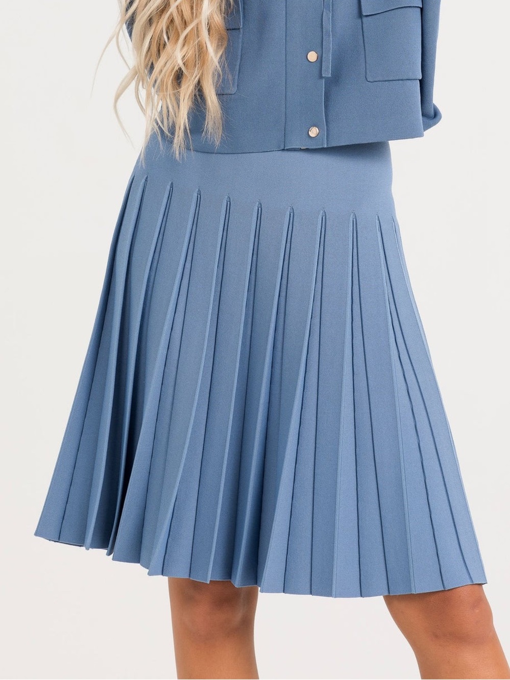 Aleeza Pleated Wonder Skirt In Azure Blue Large